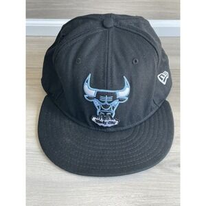 Chicago Bulls NBA Hardwood Classic Black And Baby‎ Blue New Era Hat Size 7 5/8